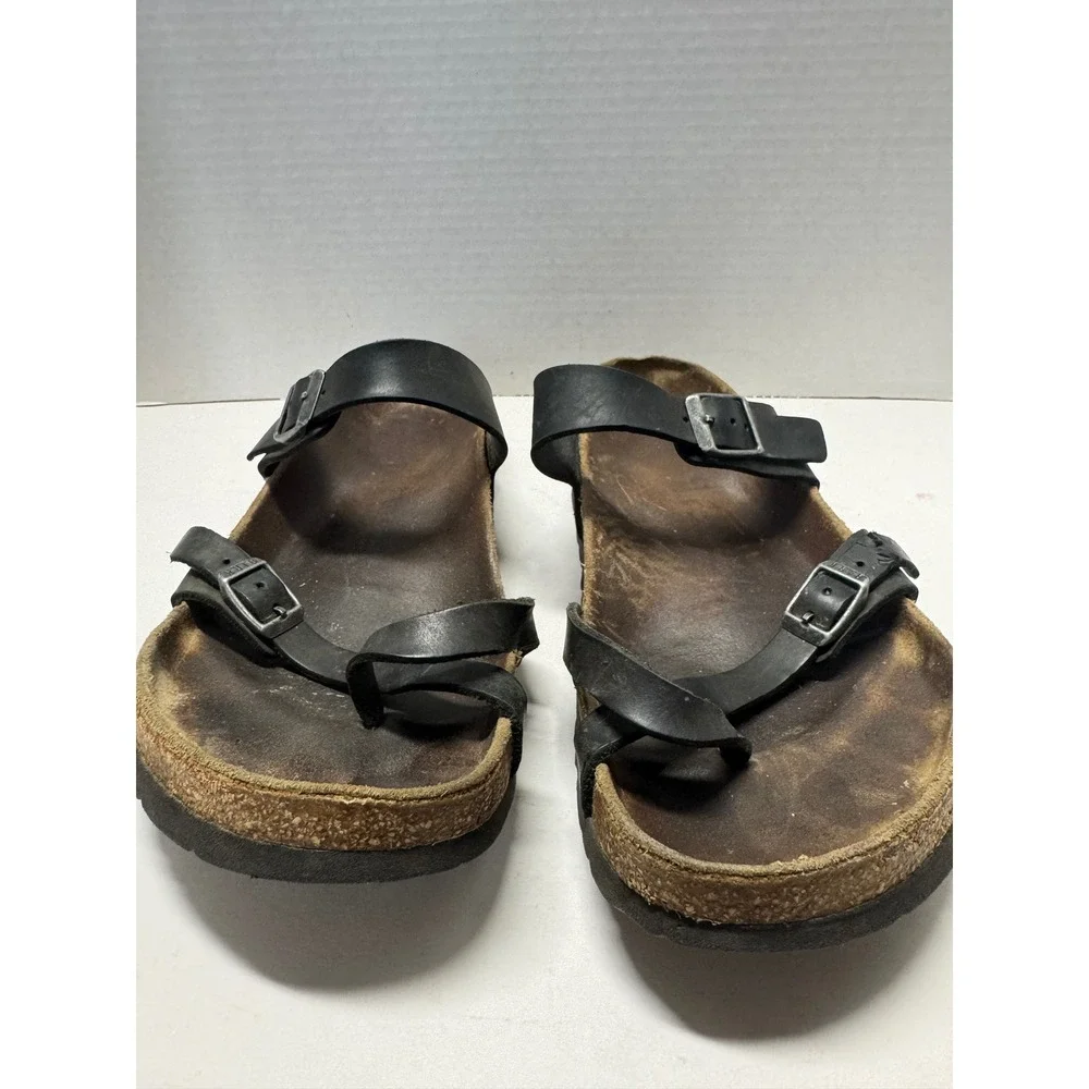 Birkenstock Mayari Black Birko-Flor Toe Loop Strappy Sandals Womens 41 10